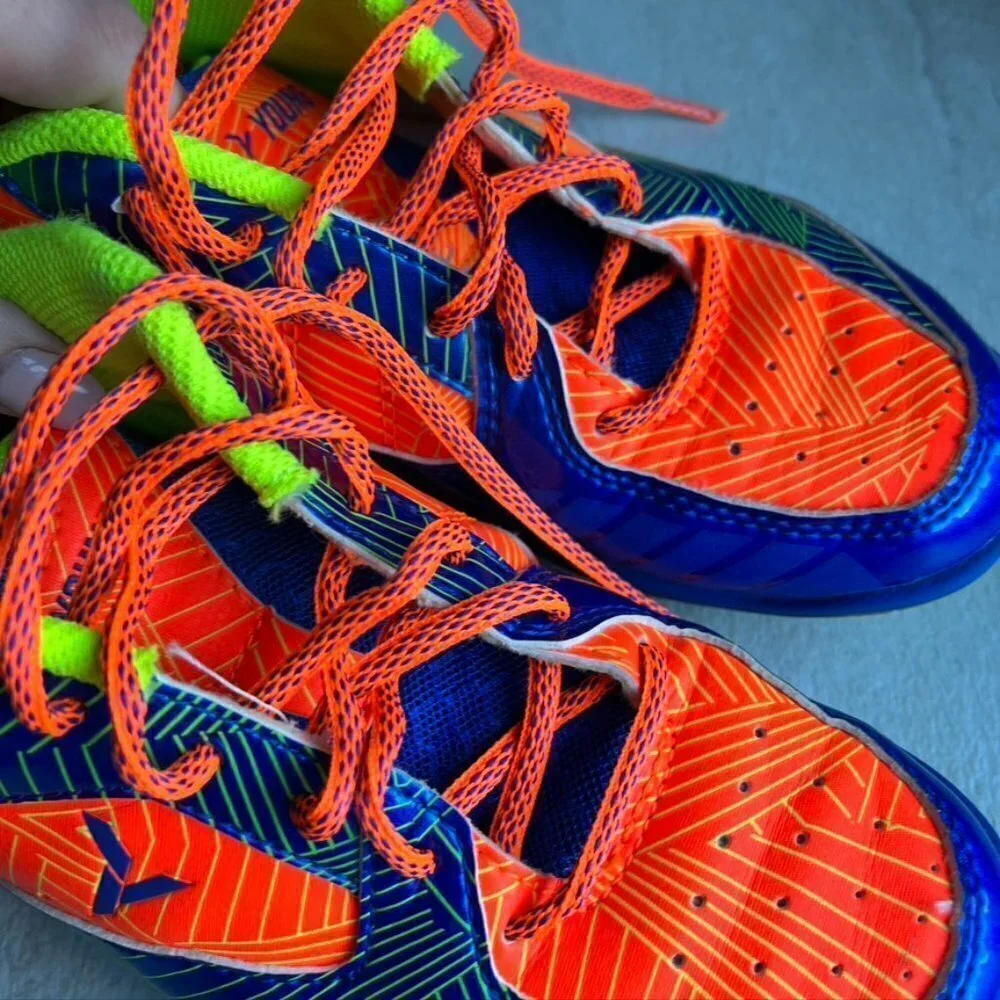 ** Young Neon Blue Orange Pickleball Volleyball Shoes Sneakers mens 6.5 Womens 8